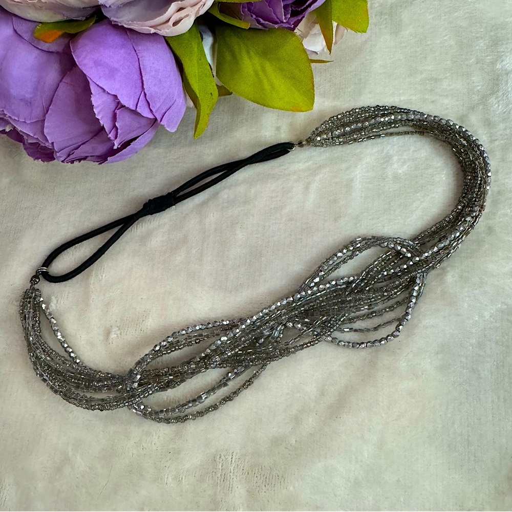 Boutique Silver Beaded Boho Headband
